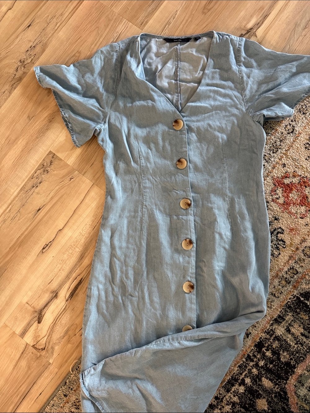 Vero Moda Light Blue Button-Front Midi Dress